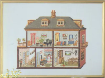 Produktbild von Permin Kreuzstich Stickpackung "Puppenhaus", Zählmuster, 58x43cm, 70-4149