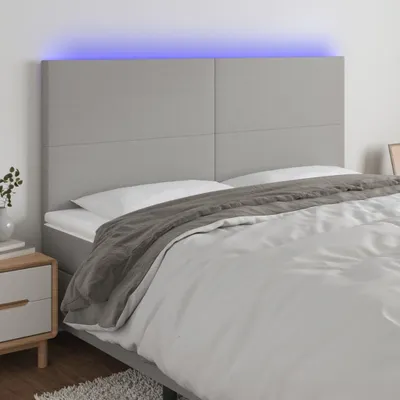 Produktbild von The Living Store LED Kopfteil Hellgrau 200x5x118/128 cm Stoff