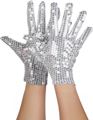 Produktbild von Paillettenhandschuh Paar silber - Pailletten Handschuhe