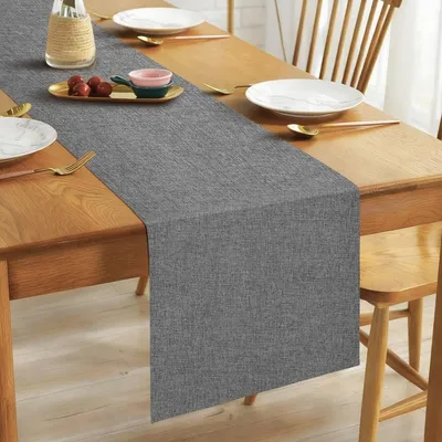Produktbild von Leinen Tischläufer Tischdecke Tischband - 40 x 140 cm - Dunkelgrau - Waschbar - Für Esstisch und Feiern