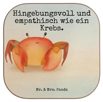 Produktbild von Mr. & Mrs. Panda Untersetzer für Gläser Sternzeichen Krebs Design - Weiß - Geschenk, Geburtstag Juni, Glas, Tischuntersetzer, Flaschenuntersetzer, Meer, Krebse, Krabbe