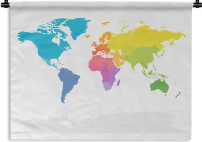 Produktbild von MuchoWow® Wandteppich Wandbehang Weltkarte - Regenbogen - Weiß 60x45 cm Tapisserie Dekoration Wandtuch - Das Schlafzimmer