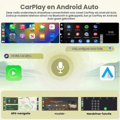 Zdjęcie produktu dla Uniwersalne radio samochodowe 1 DIN z Carplay, Android Auto i wyświetlaczem 6,28 cala