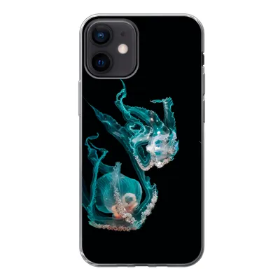 Produktbild von MuchoWow® Handyhülle Schutzhülle Hülle für iPhone 12 Quallen - Meerestiere - Schwarz Silikon Softcase Handy Hülle - Schutzhülle