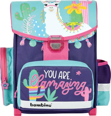 Produktbild von BAMBINO Schulranzen Schulrucksack Schultasche LAMA leicht bunt Kinder Mädchen