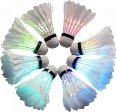 Produktbild von 5 Stück im Dunkeln leuchtende Badminton-Federbälle, LED-Lichtfederbälle, Weiß