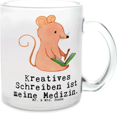Produktbild von Mr. & Mrs. Panda Häferl Maus Kreatives Schreiben - Transparent - Geschenk, Tee Tasse, Henkeltasse, Literatur, Pott, Teeglas, Teetasse, Creative Writing, Trinkglas