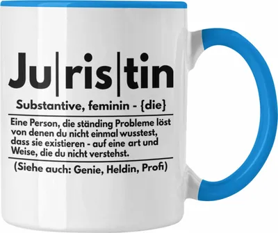 Produktbild von Trendation - Juristin Tasse Geschenk Anwalt Jura Studentin Examen Geschenkidee Frauen (Blau)