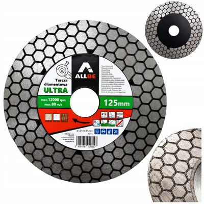 Produktbild von Diamanttrennscheibe 125 mm für Feinsteinzeug Fliesen – Schneiden Schleifen Gehrungsschnitt 45° – 22,23 mm
