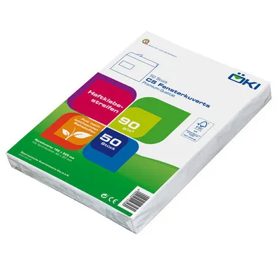 Produktbild von 50x ÖKI Fensterkuvert C5 162x229mm weiß 90 gr. Haftstreifen