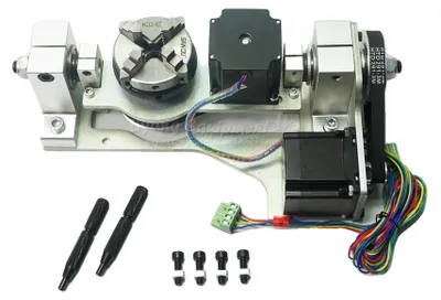 Image de Fraiseuse CNC, réducteur pour le quatrième axe avec un rapport de 4:1, réducteur pour le cinquième axe avec un rapport de 5:1, plage de serrage maximale de 40 mm / 70 mm, hauteur du centre du quatrième axe de 55 mm, poids de 6 kg