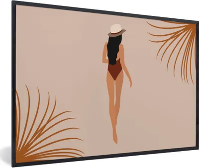 Produktbild von MuchoWow® Gerahmtes Poster Sommer - Frau - Abstrakt 90x60 cm - Poster mit Schwarzem Bilderrahmen Wandposter Rahmen Foto Bilder - Fotorahmen - Foto-Plakat