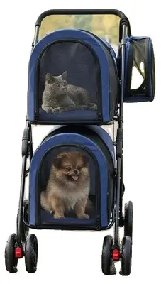 Productafbeelding van Dierenwagen, opvouwbaar design, afneembare transportboxen, legergroen