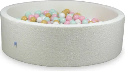 Immagine prodotto di Piscina di palline 130x30 Boucle White - Con 700 palline / bianco, menta chiaro, rosa chiaro, beige