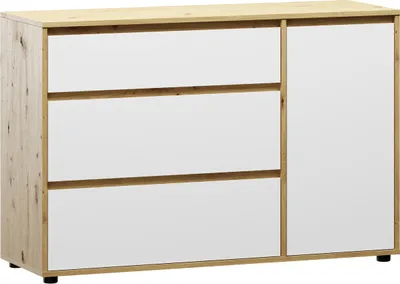 Zdjęcie produktu dla nabbi Komoda Norman CH-1D/3DR - biały / dąb wotan