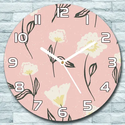 Produktbild von Wanduhr aus Glas Rund fi 30 Zarte Blumen Quarz Deko Schlafzimmer Büro