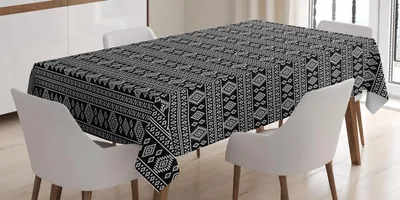 Obrázek produktu pro ABAKUHAUS afghánský ubrus, jednobarevný blízkovýchodní folklórní motivy, nadčasové vzory, orientální ilustrace, 140 x 200 cm, bílá černá
