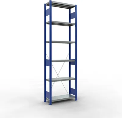 Produktbild von Schulte Fachbodenregal MULTIplus250 Stecksystem | Grundregal | HxBxT 250x75x30cm | 6 Ebenen | Fachlast 250kg | Enzianblau/Verzinkt