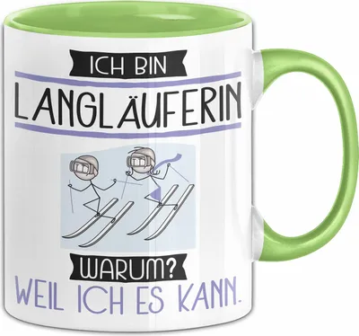 Produktbild von Langläuferin Tasse Geschenk Ich Bin Langläuferin Warum Weil Ich Es Kann Geschenkidee Geburtstag (Grün)