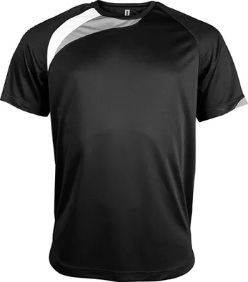 Produktbild von Proact Herren Sport T-Shirt Jersey Short Sleeve Fitness Training, Größe:L, Farbe:Black/White/Storm Grey