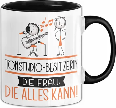 Produktbild von Tonstudio-Besitzerin Geschenk Tasse Becher Die Frau Die Allen Kann Geschenkidee für eine Tonstudio-Besitzerin Lustig (Schwarz)