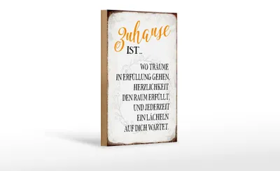 Produktbild von Holzschild Spruch 12x18cm Zuhause ist wo Träume Lächeln