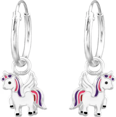 Produktbild von Creolen Ohrringe 925 Sterling Silber mit Einhorn