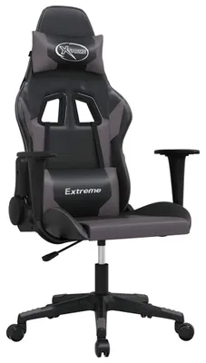 Produktbild von vidaXL Gaming-Stuhl mit Massagefunktion Schwarz und Grau Kunstleder