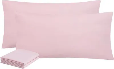 Zdjęcie produktu dla Pokrowce na poduszki Unyqoos® 40 x 80 cm – zestaw 2 sztuk, mikrofibra, różowy, miękkie i oddychające, z ukrytym zamkiem błyskawicznym