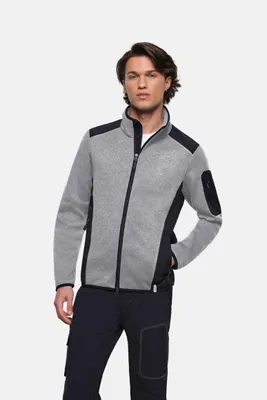 Produktbild von HAKRO Strickfleecejacke Contrast 836 grau meliert, XL