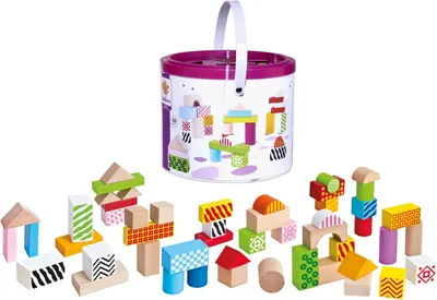 Image de Blocs de construction en bois colorés - 50 pièces - À partir de 1 an
