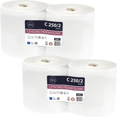 Produktbild von ELLIS Ecoline zweilagiges reißfestes Zellulose-Reinigungstuch, Papierhandtuch 4 Rollen