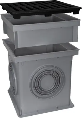 Produktbild von Marley Einlaufschacht 300x300mm mit Gussrost u. Aufsatz Hofablauf Schacht Hofeinlauf befahrbar