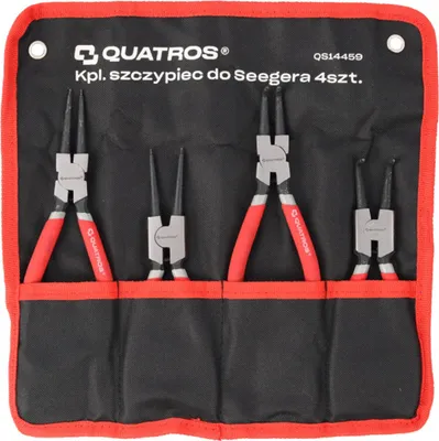 Immagine prodotto di Set pinze per anelli di sicurezza Seeger a becco curvo e dritto interni/esterni , pinze con punte dritte e curve per bloccaggio interno ed esterno 180 mm  ,4 pezzi