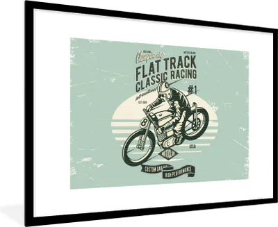 Produktbild von MuchoWow® MuchoWow® Gerahmtes Poster Motorrad - Retro - Zitat 90x60 cm - Poster mit zchwarzem Bilderrahmen - Wanddekoration - Fotos