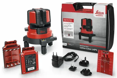 Produktbild von Leica Lino L4P1, 15 m, 0,2 mm/m, 3°, Rot, 635 Nm (< 5 mW), Bezugs-/Punktpegel