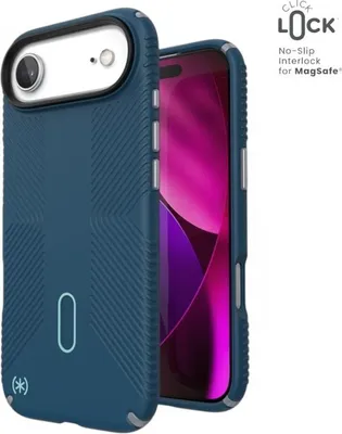 Immagine prodotto di Speck Presidio2 Grip ClickLock & MagSafe - Custodia iPhone 17 Air (Deep Sea / Silver Metallic / Spell Blue)