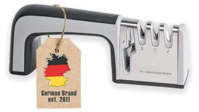 4-in-1 Messenschärfer aus Edelstahl, schwarz, für Scheren & Messer
