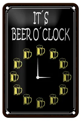 Produktbild von Blechschild Spruch 12x18cm it´s Beer o´clock Bier Alkohol