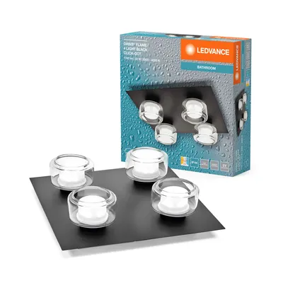 Produktbild von Ledvance LED Deckenleuchte Lampe Orbis Flame Schwarz 35x35cm IP44 4x 5,5W 1740lm Click CCT 3000K 4000K per Lichtschalter