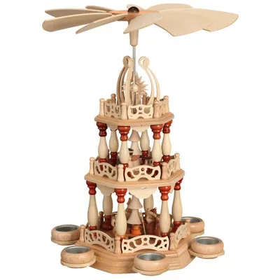 Produktbild von Tischpyramide Bescherung Teelicht natur BxHxT 37x47x37cm NEU