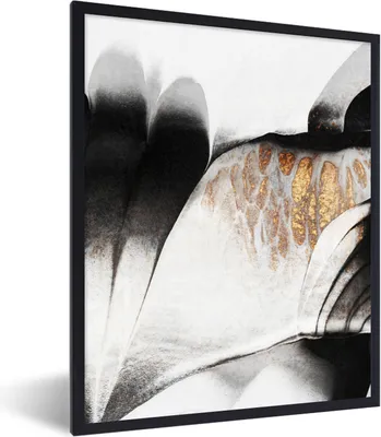 Produktbild von MuchoWow® Gerahmtes Poster Gold - Abstrakt - Design 60x80 cm - Poster mit Schwarzem Bilderrahmen Wandposter Rahmen Foto Bilder - Premium - Wanddeko Wohnzimmer
