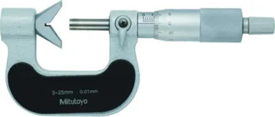 Produktbild von Mitutoyo Bügelmessschraube mit prismatisch angeordneten Messflächen an der Ambossseite, 10-25 mm