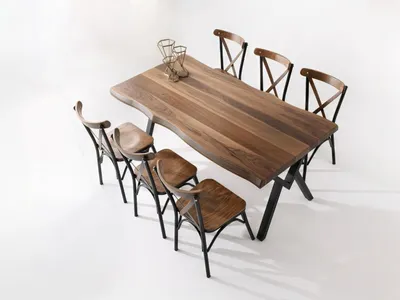 Zdjęcie produktu dla Wyrafinowany stół w stylu loft: lite drewno i czarne metalowe wsporniki
