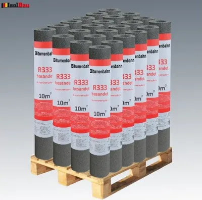 Produktbild von Isolbau Dachpappe R333 Besandet 240m2 24 Rollen Bitumenbahn Bitumen-Dachbahn