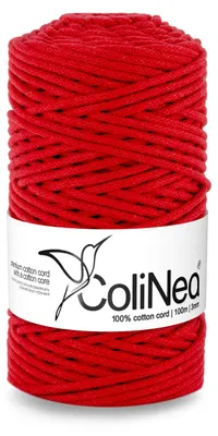 Produktbild von Geflochtene Baumwollkordel mit Baumwollkern ColiNea 3mm 100m rot