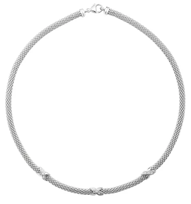 Produktbild von Wunderschöne 925 Sterling Silber (Rhodiniert) Damen - Halskette mit Zirkonia - 43cm*6mm, 10 Gramm; TRS22996