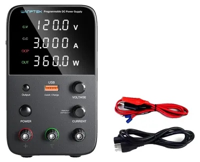 Obrázek produktu pro Stejnosměrný napájecí zdroj, nastavitelné výstupní napětí, digitální displej, 120 V, 3 A, WPS