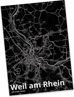 Produktbild von Mr. & Mrs. Panda Postkarte Weil am Rhein - Geschenk, Grußkarte, Postkarten, Stadt Dorf Karte Landkarte Map Stadtplan, Ansichtskarten, Ansichtskarte, bildkarte