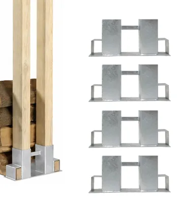 Produktbild von 4er Set Holzstapelhilfe feuerverzinkter Stahl 34x10x15 cm Holzstapelhalter Brennholzregal